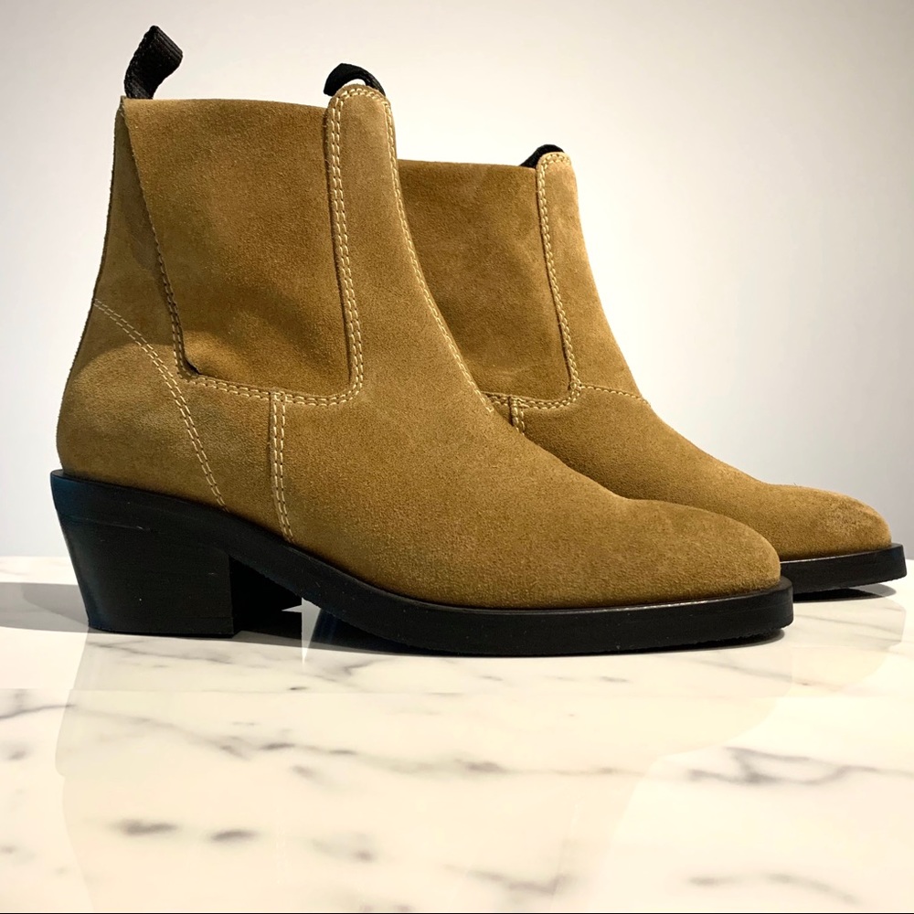 ACNE STUDIOS - Sand Beige Suede Ankle Boots